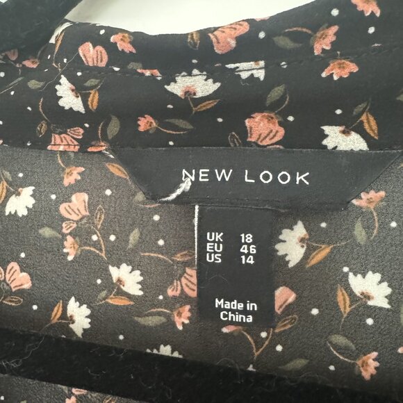 H&M Long Sleeve Sheer Button Up Floral Dress with Black Slip - Picture 4 of 4